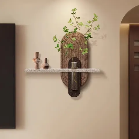 Restaurant  Background Wall Art Decor Sandstone Painting Hydroponic Green Plants Wall Mural Pendant