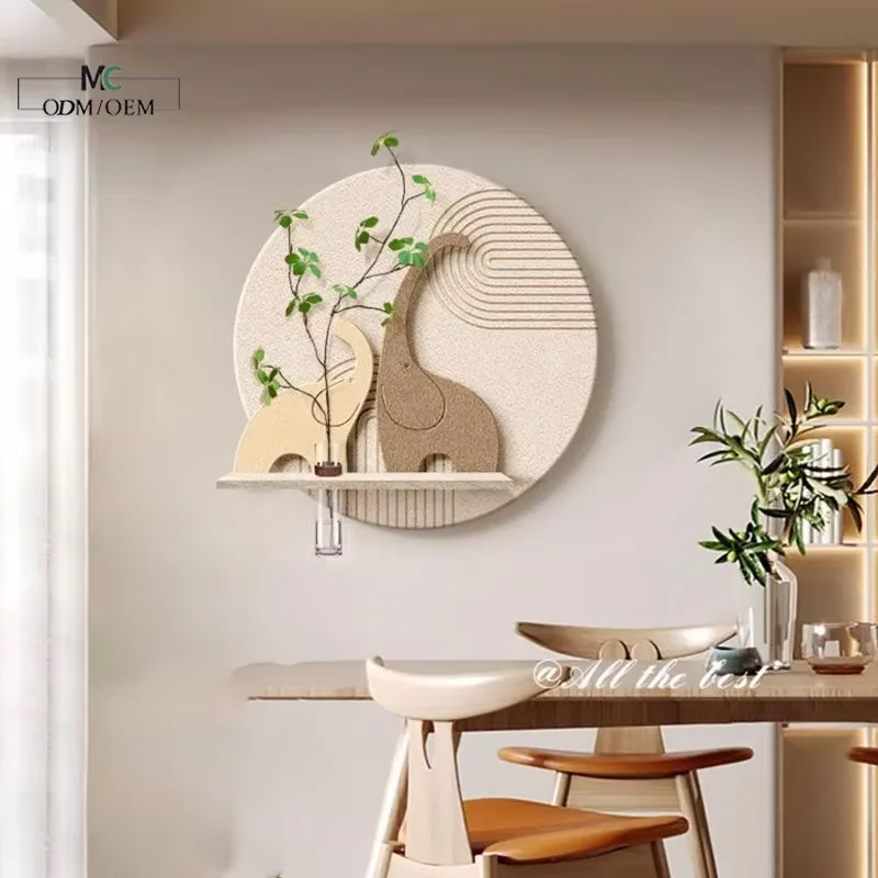 Restaurant Background Wall Sandstone Art Decor Painting Multiple Layers Hydroponics Green Plants Wall Surface Mural Painting