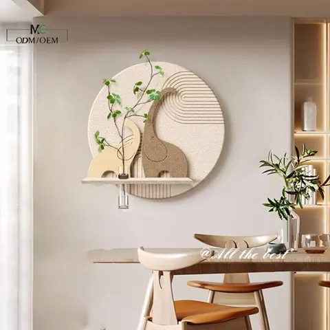 Restaurant Background Wall Sandstone Art Decor Painting Multiple Layers Hydroponics Green Plants Wall Surface Mural Painting