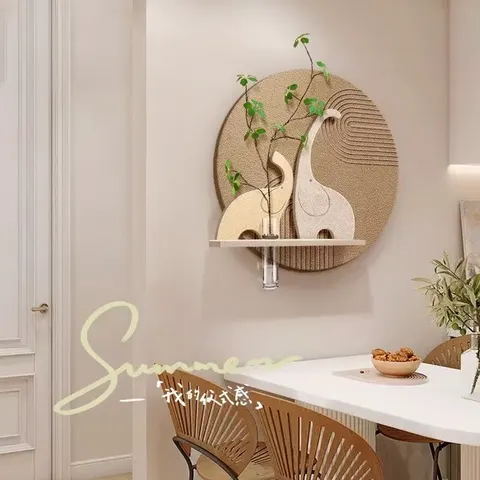 Restaurant Background Wall Sandstone Art Decor Painting Multiple Layers Hydroponics Green Plants Wall Surface Mural Painting