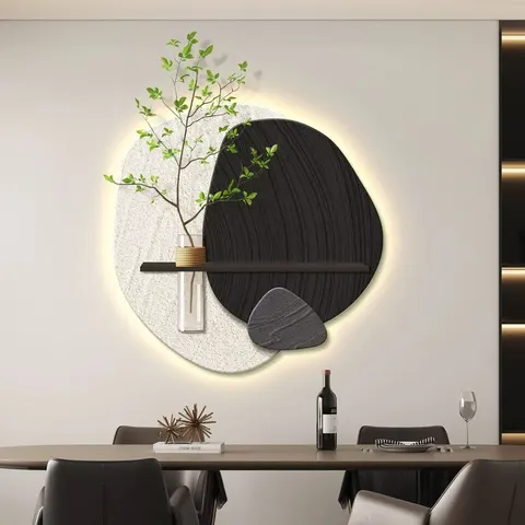 Restaurant Background Wall Sandstone Fabric Art Home Decor Painting Hydroponic Plants Glowed LED Painting