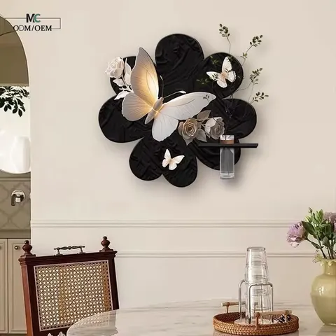 Restaurant Background Wall Sandstone Fabric Wall Painting Three-dimensional butterfly Art Decor Painting