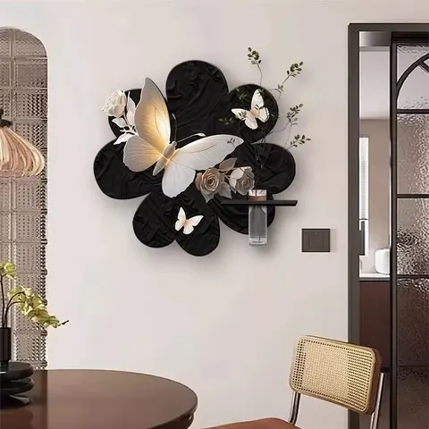 Restaurant Background Wall Sandstone Fabric Wall Painting Three-dimensional butterfly Art Decor Painting