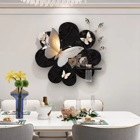 Restaurant Background Wall Sandstone Fabric Wall Painting Three-dimensional butterfly Art Decor Painting
