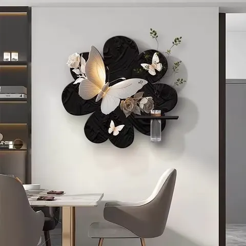 Restaurant Background Wall Sandstone Fabric Wall Painting Three-dimensional butterfly Art Decor Painting