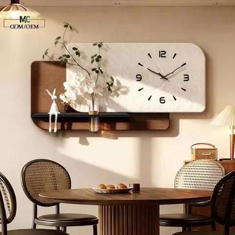 Restaurant Background Wall Sandstone Fabric With Clocks and Watches Art Deco Painting Multi-layered Combination Wall Painting