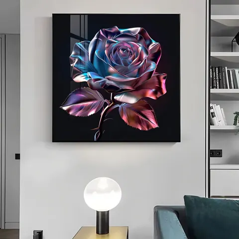 Restaurant Entrance Hall Background Wall Art Decor Paintings High-definition Printing Rose Poster Crystal Porcelain Painting