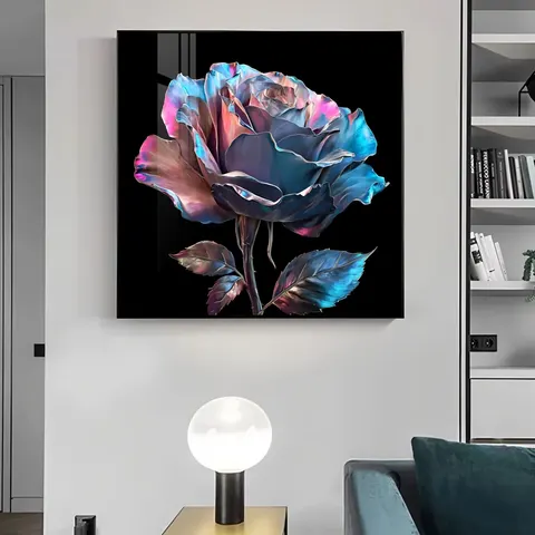 繁花 单幅 装饰画 现代简约 餐厅背景墙挂画 晶瓷画