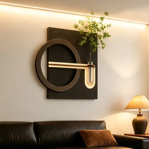 Retro Hydroponics Green Plants Art Decorative Painting Restaurant Background Wall LED Decor Painting