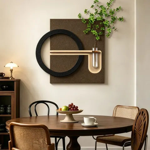 Retro Hydroponics Green Plants Art Decorative Painting Restaurant Background Wall LED Decor Painting