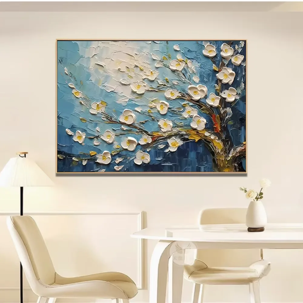 Retro Light Luxury Abstract Flower Oil Painting Mural Painting and Wall Art Home Decor Flower Painting