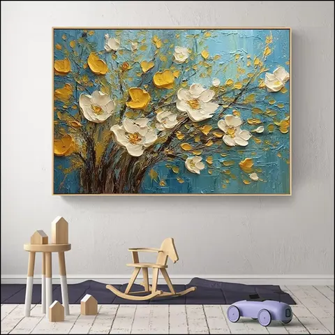 Retro Light Luxury Abstract Flower Oil Painting Mural Painting and Wall Art Home Decor Flower Painting