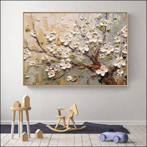 Retro Light Luxury Abstract Flower Oil Painting Mural Painting and Wall Art Home Decor Flower Painting