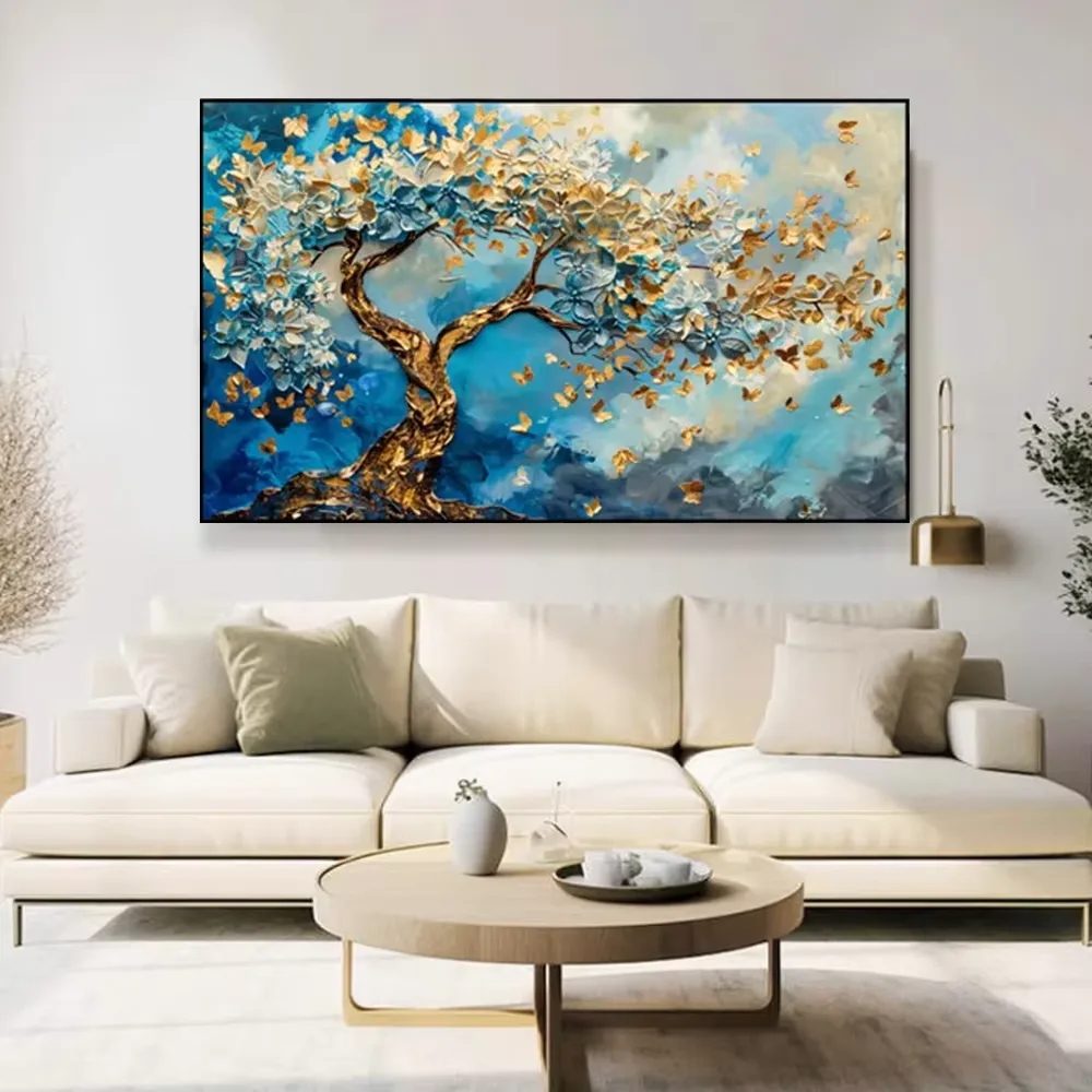 繁花 单幅 装饰画 复古怀旧 客厅背景墙挂画 手绘油画