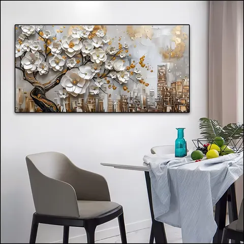 繁花 单幅 装饰画 复古怀旧 客厅背景墙挂画 手绘油画