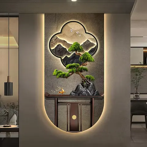 Retro Style Led Light Wall Art Home Decor Painting Office Living Room Corridor Background Wall Hanging Painting