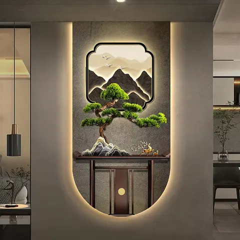 Retro Style Led Light Wall Art Home Decor Painting Office Living Room Corridor Background Wall Hanging Painting