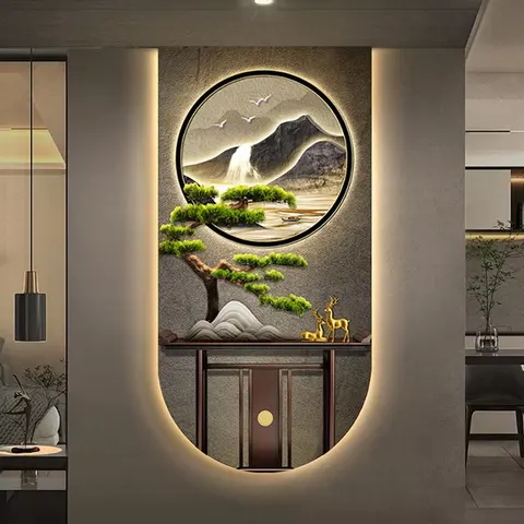 Retro Style Led Light Wall Art Home Decor Painting Office Living Room Corridor Background Wall Hanging Painting