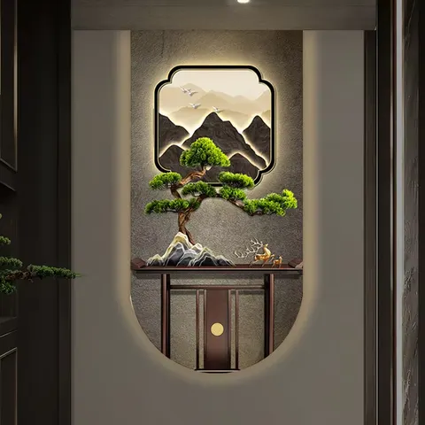 Retro Style Led Light Wall Art Home Decor Painting Office Living Room Corridor Background Wall Hanging Painting