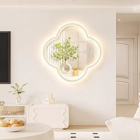 Room Entrance Porch Wall Decor Paintings Corridor Green Plants Circular Led Painting Living Room Cream Wind Hanging Painting
