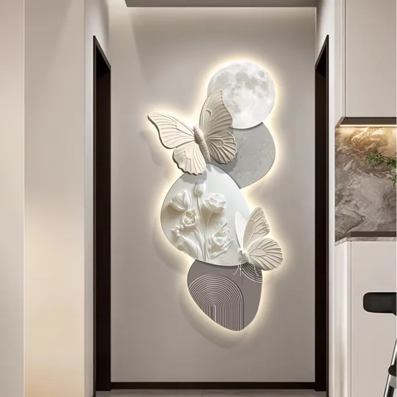 Rose Butterfly Abstraction Art Home Decor Painting Corridor Background Wall Engraving Crystal Porcelain Painting