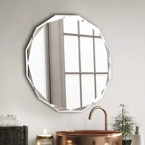 Round Mirror Wall Decoration Symmetrical Bathroom and LED Diamond Bedroom and Stylish Vanity or Room Mirror Designer Mirror
