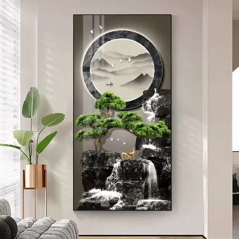 抽象 单幅 装饰画 现代简约 客厅背景墙挂画 LED带灯画
