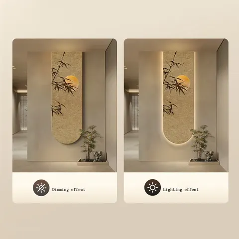Sandstone Band LED Wall Art Decor Paintings Retro Bamboo Moon Art Home Decoration Painting