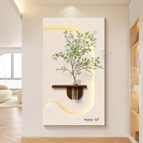 植物 单幅 装饰画 现代简约 玄关背景墙挂画 LED带灯画