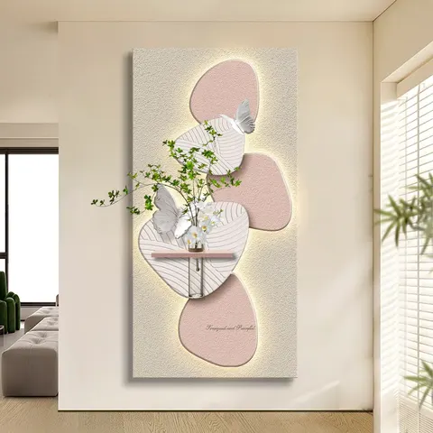植物 单幅 装饰画 轻奢风 玄关背景墙挂画 LED带灯画