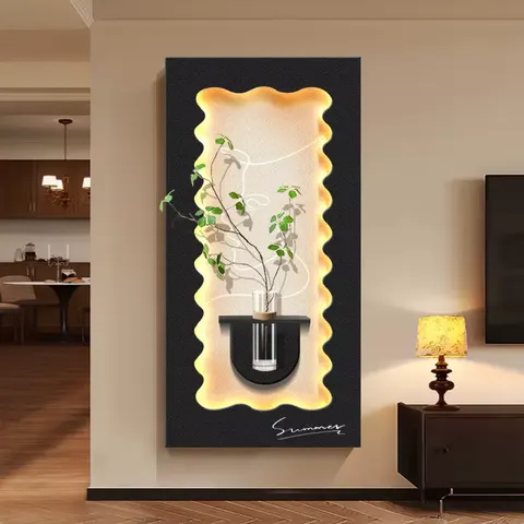 Sandstone Texture Three-dimensional LED Painting Living Room Corridor Background Wall Hydroponic Plants Art Decor Painting