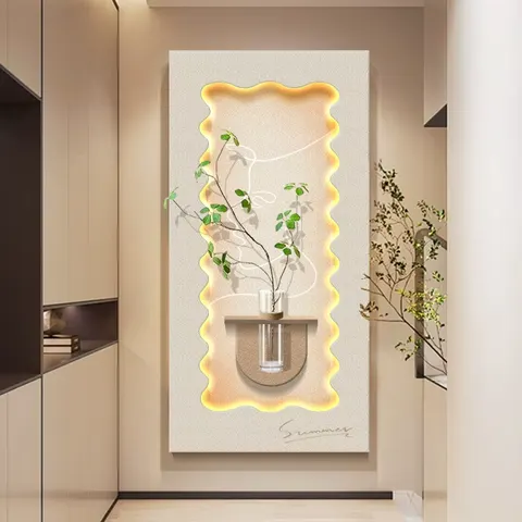 植物 单幅 装饰画 现代简约 玄关背景墙挂画 LED带灯画