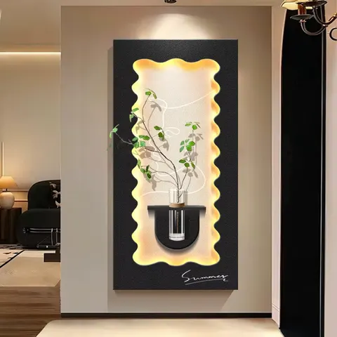 植物 单幅 装饰画 现代简约 玄关背景墙挂画 LED带灯画