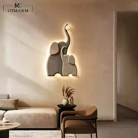 Sandstone Three-dimensional Sofa Background Wall Mural Painting Art Glowed LED Decor Painting