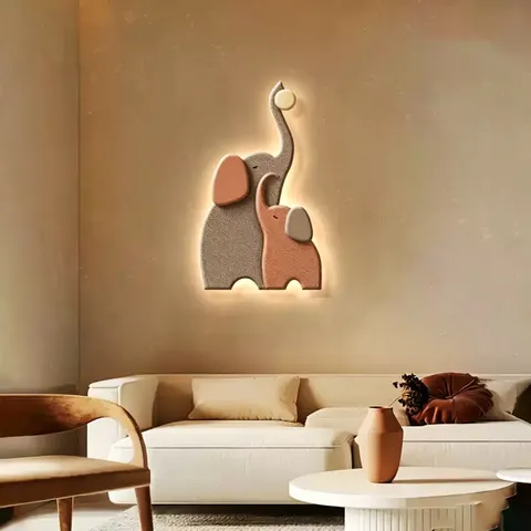 Sandstone Three-dimensional Sofa Background Wall Mural Painting Art Glowed LED Decor Painting