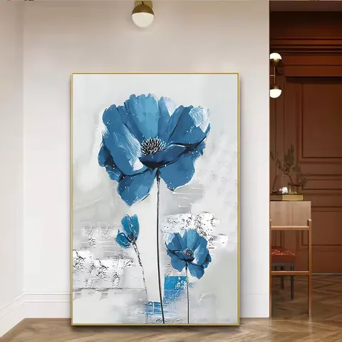 Scandinavian Flower Canvas Art Print Modern Abstract Painting Home Decoration Feather Picture Wall Art Oil Medium Paper Support
