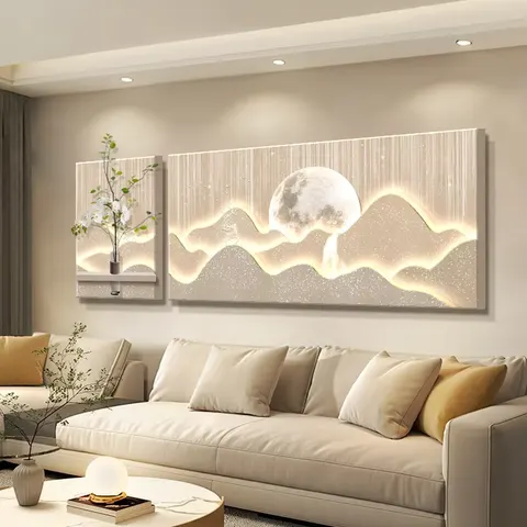Scenery and Mountains Landscape Dual Connection Sandstone Background Wall Art Decor Painting Hydroponic Plants Wall Painting