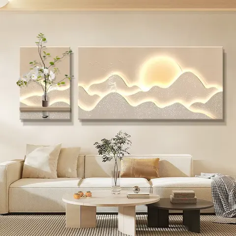 Scenery and Mountains Landscape Dual Connection Sandstone Background Wall Art Decor Painting Hydroponic Plants Wall Painting