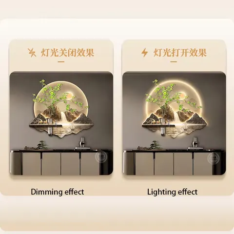 Scenery and Mountains Landscape Glowed  LED Painting Entrance Hall Background Wall Hydroponic Plants Art Decor Painting