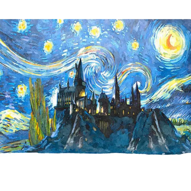 Semi-hand-drawn Starry Night Famous Landscape Art Oil Painting Canvas Painting