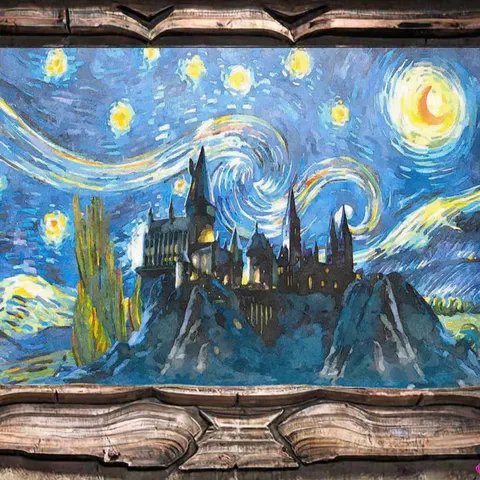 Semi-hand-drawn Starry Night Famous Landscape Art Oil Painting Canvas Painting