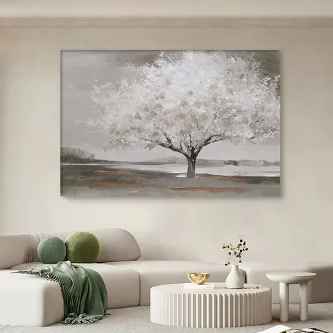 植物 单幅 装饰画 原木风 客厅背景墙挂画 手绘油画