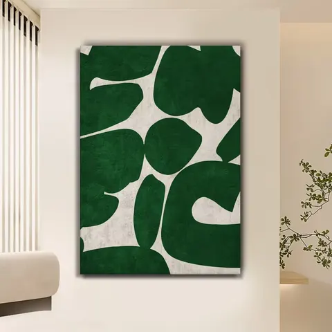 Semi-hand-painted Minimalism Abstract Sandstone Painting for the Living Room Green Italian Minimalist Art Decor Painting