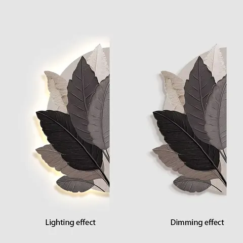 Semicircle Leaves Art Home Furnishings Decor Paintings Corridor Background Wall Crystal Porcelain Led Painting