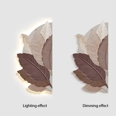 Semicircle Leaves Art Home Furnishings Decor Paintings Corridor Background Wall Crystal Porcelain Led Painting