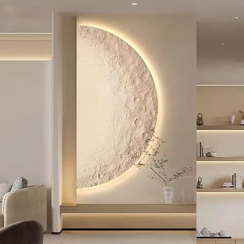 Semicircle Moon Entranceway Art Decor Paintings Living Room Corridor Background Wall Glowed LED Painting