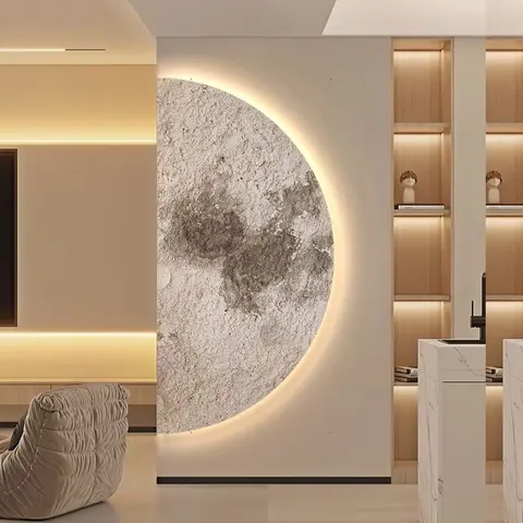 Semicircle Moon Entranceway Art Decor Paintings Living Room Corridor Background Wall Glowed LED Painting