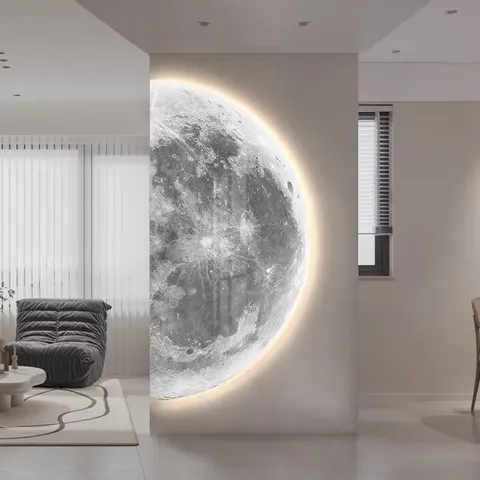 Semicircle Moon Entranceway Art Decor Paintings Living Room Corridor Background Wall Glowed LED Painting