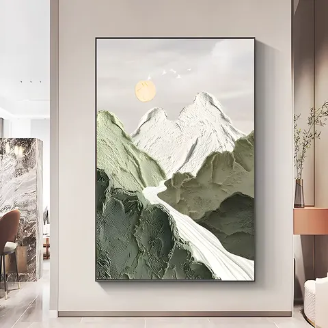 日月星辰 单幅 装饰画 奶油风 客厅背景墙挂画 手绘油画