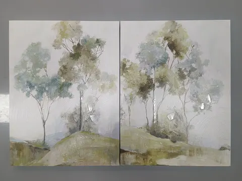 植物 两联 装饰画 现代简约 客厅背景墙挂画 手绘油画